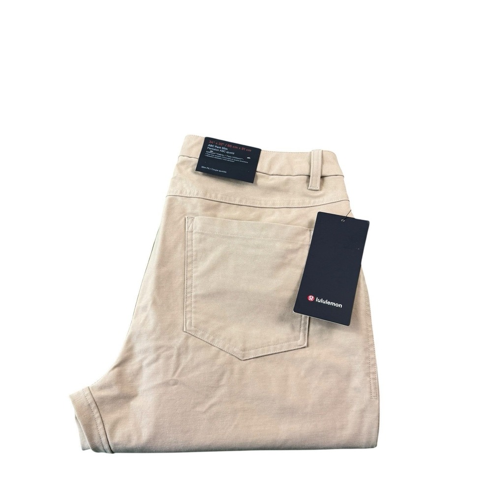 Lululemon Utilitech Tan ABC Pant Slim Fit Mens Chino Pant Size 34x32 NWT